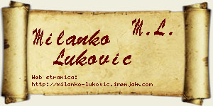 Milanko Luković vizit kartica